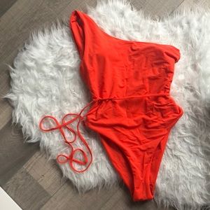 ORANGE ONE SHOULDER ONE PIECE